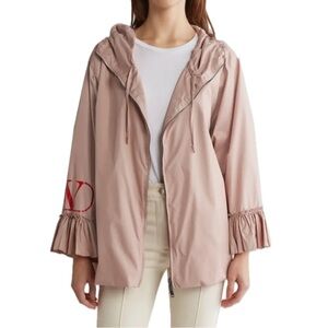 NEW Valentino Logo Hooded Windbreaker Jacket Womens 42 IT 6 US NWOT